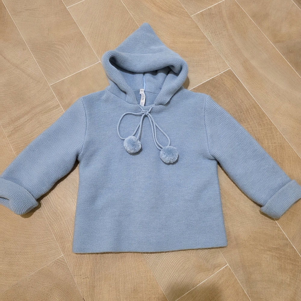 Cozy Knit Kids Hoodie in Light Blue